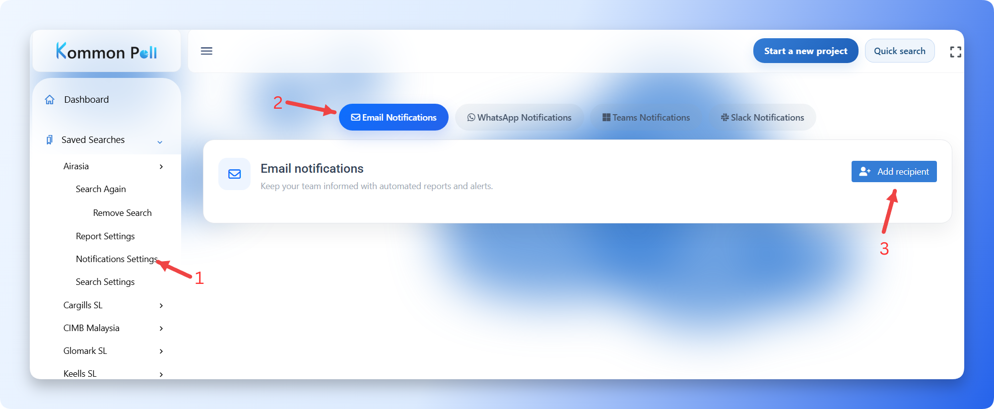 Navigate to notification settings